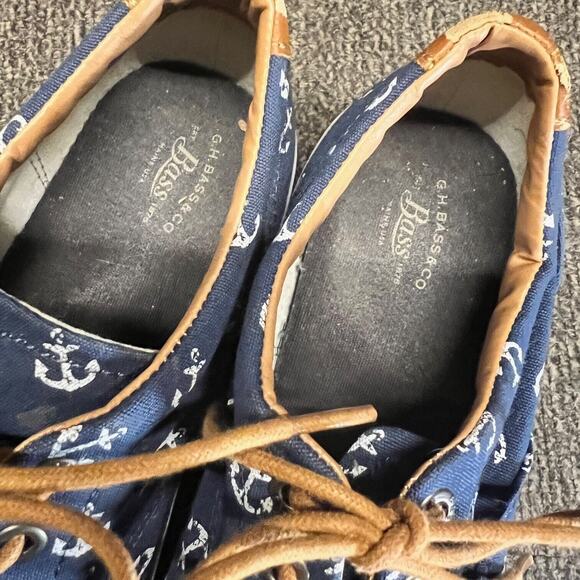 GH Bass Boat Shoes Womens Sz 8M Navigate Anchor Blue Sneakers Casual Nautical - Picture 7 of 11